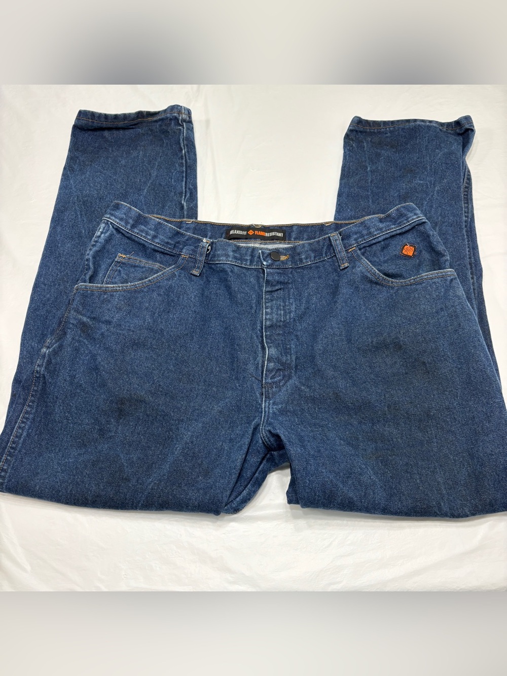 Wrangler FR Relaxed Fit Blue Denim Jeans Mens 40x32 HRC2 2112